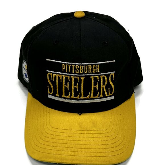 Vintage 90s Pittsburgh Steelers Snapback Hat Annco NFL Black Adjustable Cap - Picture 1 of 10